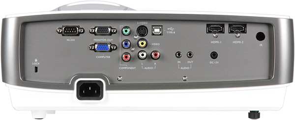 DLP-проектор BenQ W1200, задняя поверхность