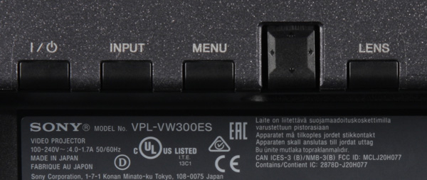 Проектор Sony VPL-VW300ES, кнопки управления